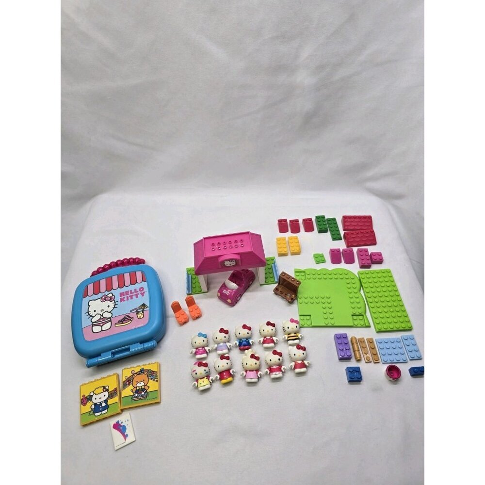 Sanrio Hello Kitty Lot of 10 Mini Figures And Assorted Mega Bloks